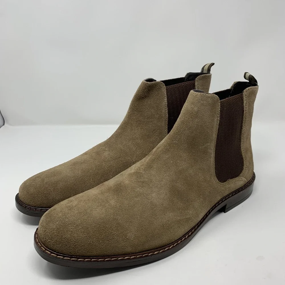 Aiden & Mason A&M Glory Boots Mens Size 13 Taupe Suede Chelsea Pull On